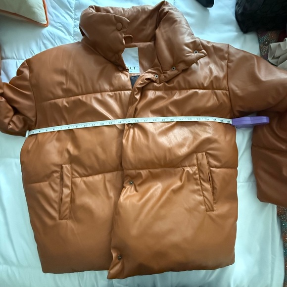 NVLT Women’s Vegan Leather Puffer Coat Size Large Burnt Orange Like New - Picture 7 of 8